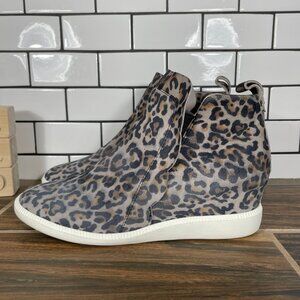 Kate Spade Wilkes Womens 8.5 Shoes Leopard Print Suede Hidden Wedge Ankle Boot